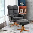 HOMCOM - Fauteuil relax inclinable style contemporain repose-pieds coffre rangement revêtement synthétique acier bois noir - vignette