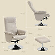 HOMCOM - Fauteuil relax style contemporain - pivotant, dossier inclinable, repose-pied - piètement acier chromé tissu beige - vignette