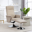 HOMCOM - Fauteuil relax style contemporain - pivotant, dossier inclinable, repose-pied - piètement acier chromé tissu beige - vignette