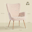 HOMCOM - Fauteuil bouclette design à oreilles piètement métal effet bois beige - vignette