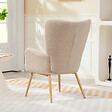 HOMCOM - Fauteuil bouclette design à oreilles piètement métal effet bois beige - vignette