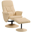 HOMCOM - Fauteuil relax inclinable pivotant style contemporain avec repose-pied revêtement synthétique beige - vignette