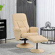 HOMCOM - Fauteuil relax inclinable pivotant style contemporain avec repose-pied revêtement synthétique beige - vignette