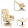 HOMCOM - Fauteuil relax inclinable pivotant style contemporain avec repose-pied revêtement synthétique beige - vignette