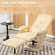 HOMCOM - Fauteuil relax inclinable pivotant style contemporain avec repose-pied revêtement synthétique beige - vignette