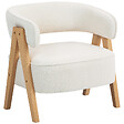 HOMCOM - Fauteuil relax design bouclette - dossier enveloppant grand confort - bois blanc - vignette