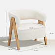 HOMCOM - Fauteuil relax design bouclette - dossier enveloppant grand confort - bois blanc - vignette