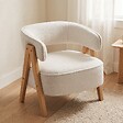 HOMCOM - Fauteuil relax design bouclette - dossier enveloppant grand confort - bois blanc - vignette