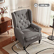 HOMCOM - Fauteuil à oreilles style Chesterfield dossier capitonné grand confort bois noir tissu gris foncé - vignette