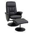 HOMCOM - Fauteuil relax inclinable pivotant style contemporain avec repose-pied revêtement synthétique noir - vignette