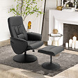 HOMCOM - Fauteuil relax inclinable pivotant style contemporain avec repose-pied revêtement synthétique noir - vignette