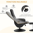 HOMCOM - Fauteuil relax inclinable pivotant style contemporain avec repose-pied revêtement synthétique noir - vignette