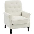 HOMCOM - Fauteuil de salon style baroque dossier effet capitonné tissu crème - vignette