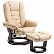 HOMCOM - Fauteuil de relaxation inclinable pivotant avec repose-pied PU beige - vignette