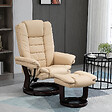 HOMCOM - Fauteuil de relaxation inclinable pivotant avec repose-pied PU beige - vignette