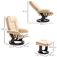 HOMCOM - Fauteuil de relaxation inclinable pivotant avec repose-pied PU beige - vignette