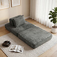 HOMCOM - Chauffeuse 1 place grand confort 2 coussins tissu chenille gris - vignette