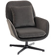 HOMCOM - Fauteuil lounge design pivotant acier noir velours anthracite - vignette