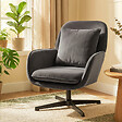 HOMCOM - Fauteuil lounge design pivotant acier noir velours anthracite - vignette
