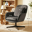 HOMCOM - Fauteuil lounge design pivotant acier noir velours anthracite - vignette