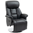 HOMCOM - Fauteuil relax inclinable repose-pied réglable pivotant 360° piètement métal chromé revêtement synthétique noir - vignette