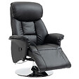 HOMCOM - Fauteuil relax inclinable repose-pied réglable pivotant 360° piètement métal chromé revêtement synthétique noir - vignette