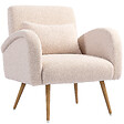 HOMCOM - Fauteuil lounge style nordique bouclette piètement effilé incliné métal effet bois - vignette
