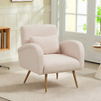 HOMCOM - Fauteuil lounge style nordique bouclette piètement effilé incliné métal effet bois - vignette