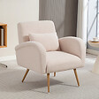 HOMCOM - Fauteuil lounge style nordique bouclette piètement effilé incliné métal effet bois - vignette