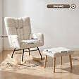 HOMCOM - Fauteuil à bascule avec repose-pieds style nordique bouclette crème - vignette