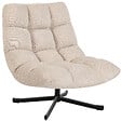 HOMCOM - Fauteuil lounge style Chesterfield grand confort pivotant piètement acier croisé noir tissu chenille beige - vignette