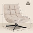 HOMCOM - Fauteuil lounge style Chesterfield grand confort pivotant piètement acier croisé noir tissu chenille beige - vignette