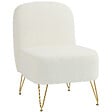 HOMCOM - Fauteuil lounge design bouclette piètement épingle acier doré - vignette