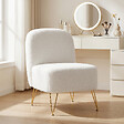 HOMCOM - Fauteuil lounge design bouclette piètement épingle acier doré - vignette