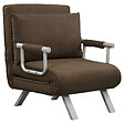 HOMCOM - Fauteuil chauffeuse canapé-lit convertible 1 place déhoussable grand confort coussin pieds accoudoirs métal suède marron - vignette