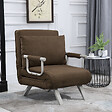 HOMCOM - Fauteuil chauffeuse canapé-lit convertible 1 place déhoussable grand confort coussin pieds accoudoirs métal suède marron - vignette