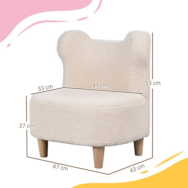 AIYAPLAY - Fauteuil enfant design scandinave nuage - piètement bois clair tissu polaire beige - large