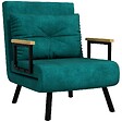 HOMCOM - Fauteuil convertible 3 en 1 chauffeuse lit dossier réglable coussin accoudoirs bois velours vert - vignette