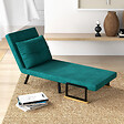 HOMCOM - Fauteuil convertible 3 en 1 chauffeuse lit dossier réglable coussin accoudoirs bois velours vert - vignette