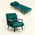 HOMCOM - Fauteuil convertible 3 en 1 chauffeuse lit dossier réglable coussin accoudoirs bois velours vert - vignette
