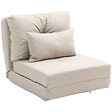 HOMCOM - Fauteuil convertible chauffeuse inclinable - coussin inclus - tissu beige - vignette