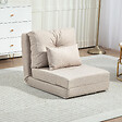 HOMCOM - Fauteuil convertible chauffeuse inclinable - coussin inclus - tissu beige - vignette