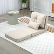 HOMCOM - Fauteuil convertible chauffeuse inclinable - coussin inclus - tissu beige - vignette
