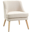 HOMCOM - Fauteuil lounge design scandinave pieds effilés bois massif hévéa revêtement tissu polyester aspect lin beige - vignette
