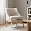 HOMCOM - Fauteuil lounge design scandinave pieds effilés bois massif hévéa revêtement tissu polyester aspect lin beige - vignette