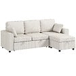 HOMCOM - Canapé d'angle convertible réversible 3 places avec coffre tissu chenille beige clair - vignette