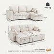 HOMCOM - Canapé d'angle convertible réversible 3 places avec coffre tissu chenille beige clair - vignette