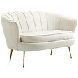 HOMCOM - Canapé 2 places coquillage canapé design dim. 130L x 77l x 77H cm pieds dorés effilés velours crème - vignette