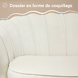 HOMCOM - Canapé 2 places coquillage canapé design dim. 130L x 77l x 77H cm pieds dorés effilés velours crème - vignette