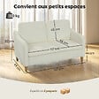 HOMCOM - Canapé 2 places style nordique bouclette crème piètement effilé bois eucalyptus - vignette